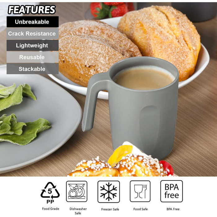 Набір посуду з PP | Легкий та незламний сервіз з 16 предметів для дітей та дорослих, тарілки, миски, чашки