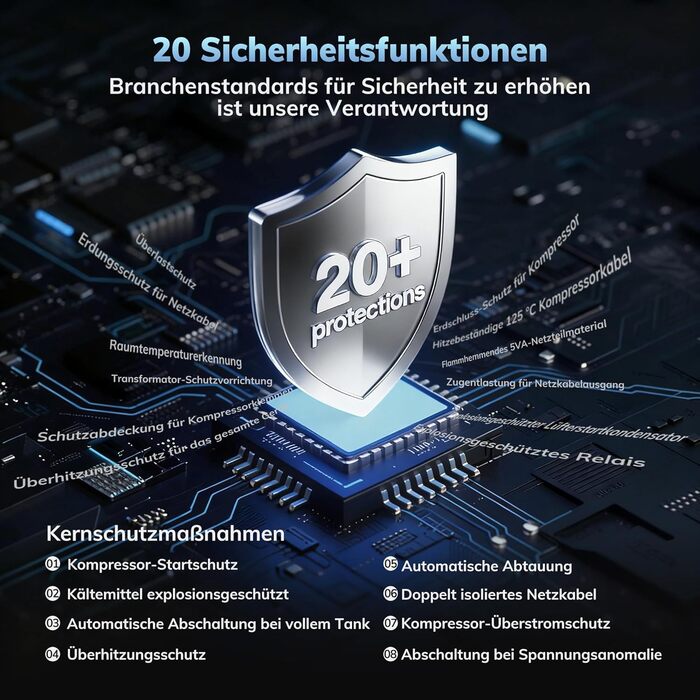 Електричний осушувач повітря AEOCKY Max 25L для дому, 25 літрів, 50 м², з відведенням води, для підвалу, пральні, спальні, ванної кімнати, білий