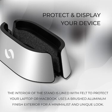 HumanCentric Adjustable Laptop Stand & Dock - Leather & Aluminum - Vertical Stand for MacBook Pro & Laptops (0.5' - 1.5')