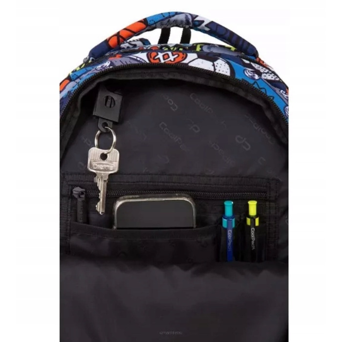 Багатовідсіковий шкільний рюкзак CoolPack, чорний, багатоколірний, 19 л