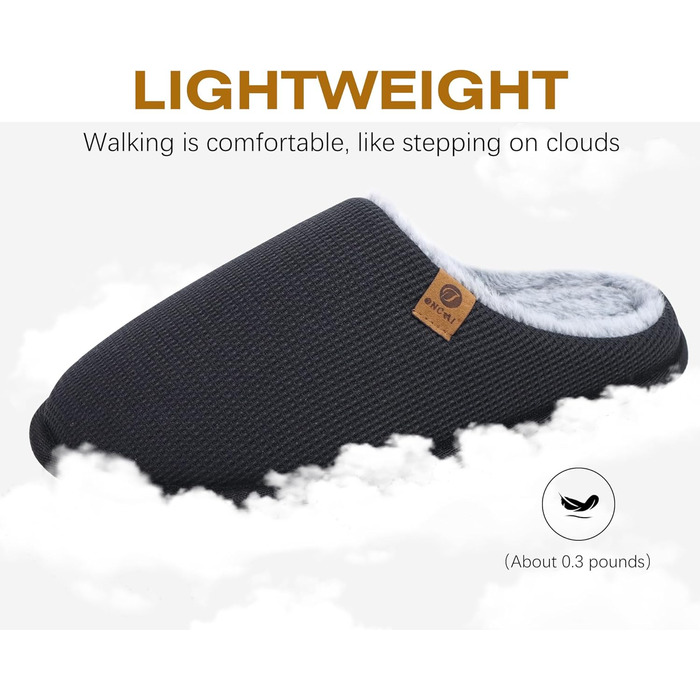 Чоловічі халапи ONCAI з піною Memory Foam, халапи для дому, антиковзкі, чорні, розмір EU 46