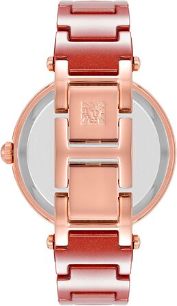 Жіночий годинник Anne Klein з діамантовим циферблатом та керамічним браслетом (Червоний/Розове золото)