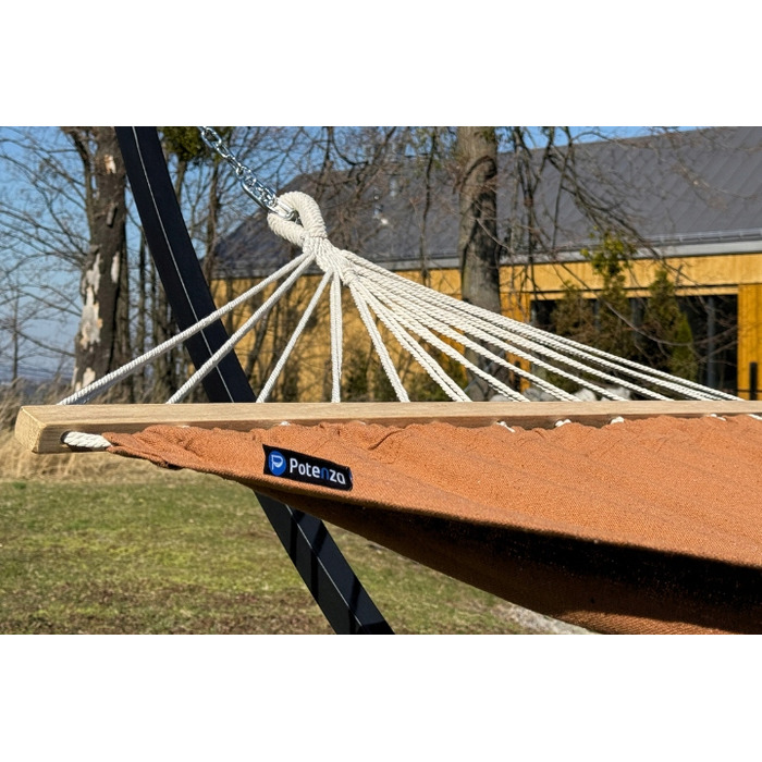 Гамак зі стійкою Potenza, коричневий, навантаження до 220 кг, 350 x 160 см