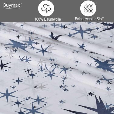 Комплект постільної білизни Buymax® 135x200 100% бавовна, 4-х частинний: простирадло, підковдра, 2 наволочки 80x80 см, Zigo Türkis (зірки), сертифікат ÖKO-TEX