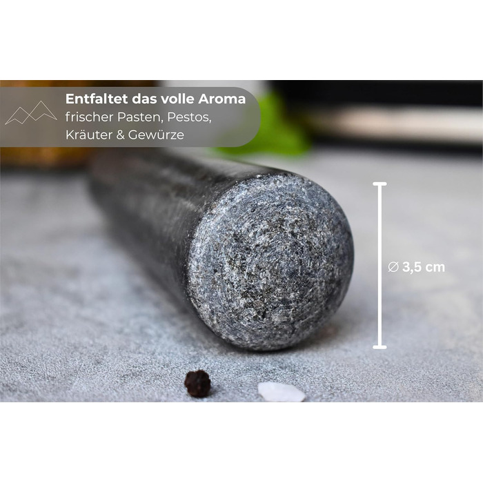 Гранітний ступка з товчником BERGART - ступка з високоякісного граніту, довговічна, для трав, спецій та песто