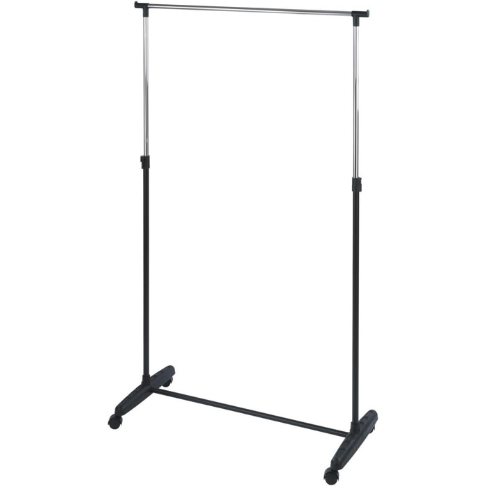 WENKO Clothes Rack, Folding, Clothes Storage with Adjustable Clothes Rail and Wheels, Plastic/Metal, 88 x 100-168 x 11-49 cm, Chrome/Grey (170 x 38 x 90 cm)