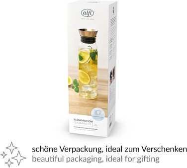 alfi 2417020100 flowMotion Carafe, Borosilicate Glass, Single-Wall, 1 L