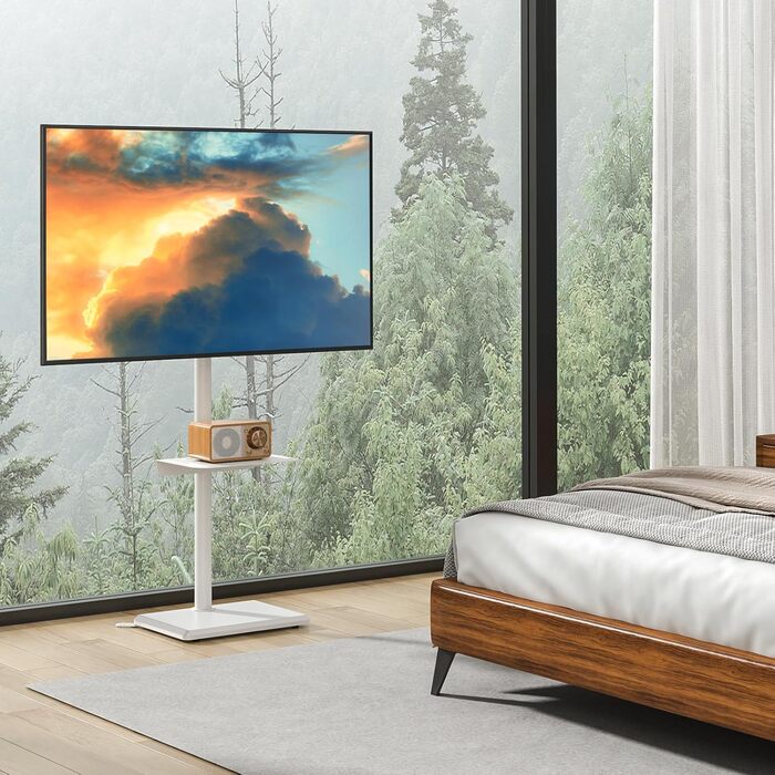 Стійка для телевізора 5Rcom з кронштейном 32-60 дюймів (до 40 кг), біла, VESA 400x400, регульована висота