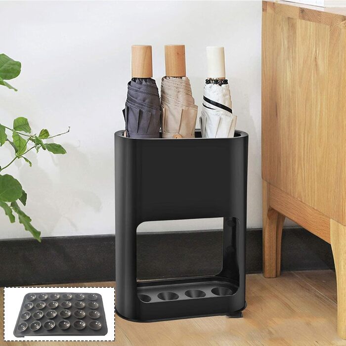 Підставка для парасольки SHENRUZENG чорна, з антиковзним силіконовим кріпленням, 4 слоти для довгих/коротких парасольок