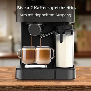 Кавомашина еспресо Cecotec Power Espresso 1350 Вт, 20 Бар, сенсорний дисплей, резервуар 1.5 л, капучинатор, подвійний холдер (ColdBrew Latte Dark)
