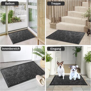 Килимок для дому Yimobra, вологостійкий, 75x43 см, сірий (для вулиці)