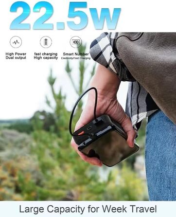 Power Bank 27000mAh 22.5W PD3.0 QC4.0 USB-C: Зовнішній акумулятор для смартфонів, планшетів та інших пристроїв з LCD дисплеєм