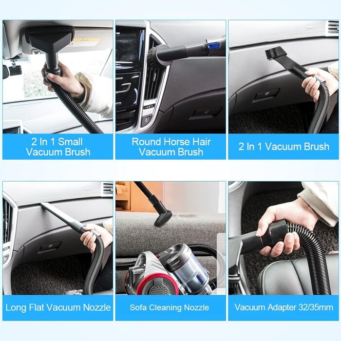 Набір насадок для пилососа BUZIFU 7 шт. 32-35 мм: універсальні насадки для меблів, матраців та щілин. Сумісні з Kärcher, Miele, Siemens, AEG, Bosch, Panasonic, Philips.