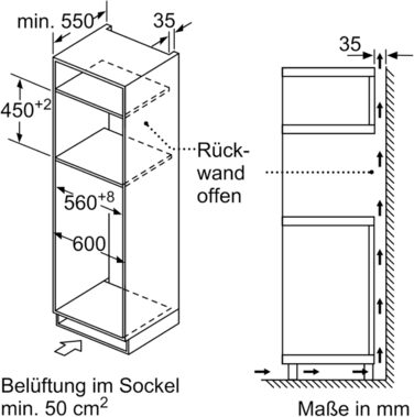 Вбудована мікрохвильова піч Bosch Serie 6 BFL523MW3 з конвекцією, 38x50 см, 800 Вт