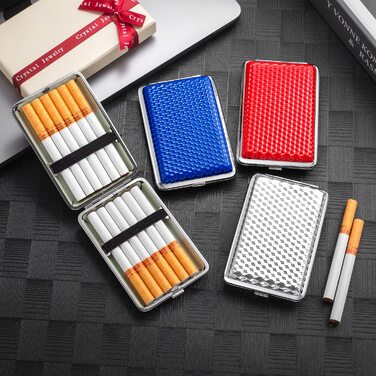 Чохол для сигарет з PU шкіри на 14 сигарет - чорний, срібний, червоний, синій (з подарунковою коробкою)