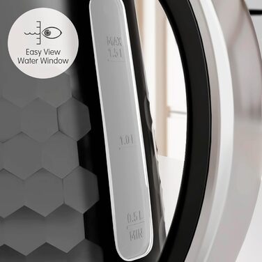 Електричний чайник Morphy Richards Hive, 1.5 л, чорний, з фільтром від накипу, 3 kW