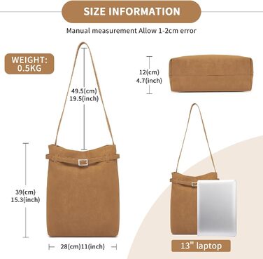 Сумка жіноча Miss Lulu велика шопер Tote Bag з м'якої PU шкіри, коричнева (2-4)