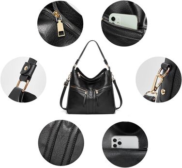 Сумка жіноча шкіряна (PU шкіра) через плече, шопер, елегантна сумка-тоут, чорна (2448)