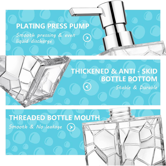 Набір диспенсерів для мила та рідин 2 шт, 320 мл, акрил, для кухні та ванної кімнати, безбарвні