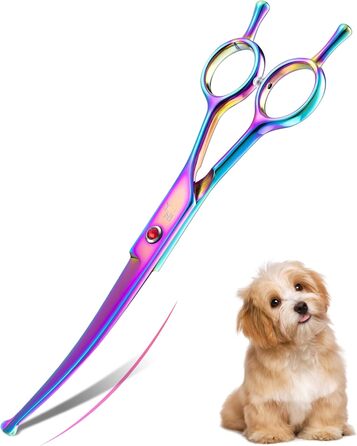 Професійна шерстьрізка Chunker для собак середніх та великих порід, японська сталь 440C, кольорова (Rainbow-curved)