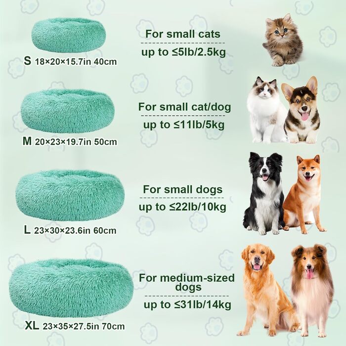 М'яке кругле ліжко для собак та котів, 50 см, рожеве/темно-зелене, 50x50x20 см, миється, не слизьке