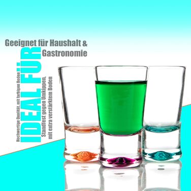 BigDean 48x Shot Glasses 2cl - Glass Shot Glasses - Colored Shot Glasses for Schnapps such as Tequila, Vodka, Ouzo, Sambuca, Liqueur - Shot glasses, Pinnchen