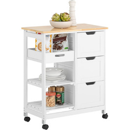 SoBuy Rolling Kitchen Cart with 2 Removable Shelves and 1 Tray