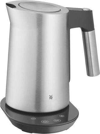 WMF Kineo Kettle with Temperature Setting, 1.6L, Scale Filter, 3000W, Live Temperature Display, Stainless Steel Matte Electric Kettle, Cromargan Single