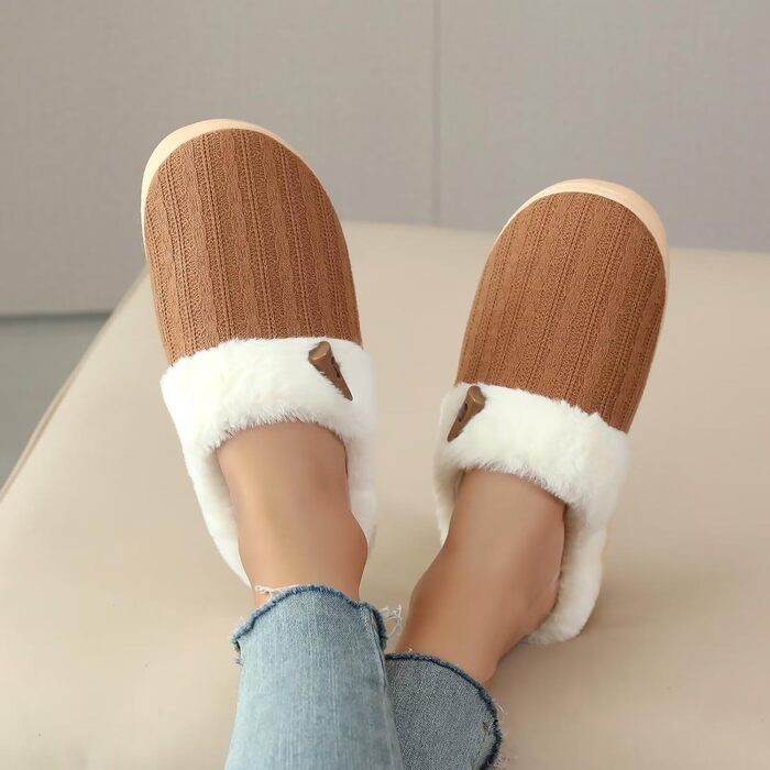 Домашні тапочки для жінок NineCiFun з меморі-піною, пухнасті, для дому та вулиці, антиковзкі, з теплим плюшевим підкладкою, сірі (світло-сірі) (38/39 EU, Коричневий)