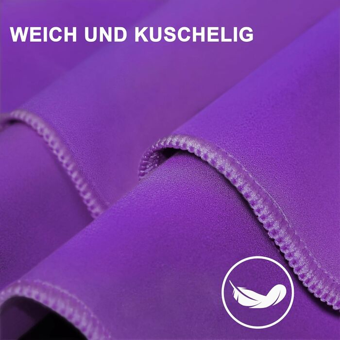 Набір рушників з мікрофібри, швидковисихаючих, 3 шт. (180x90см, 80x40см, 50x30см) для подорожей, спорту, пляжу (фіолетовий)