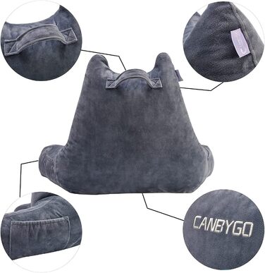 Підкушетник Lesekissen з підлокітниками, Memory Foam, для читання, роботи та ігор, знімний чохол (сірий)