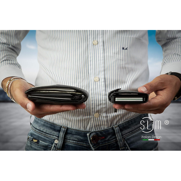 SLim Geldbörse: Елегантний жіночий/чоловічий портмоне з RFID захистом, шкіра Saffiano, Made in Italy