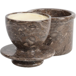 Butterhalter handcrafted marble butter crock for the kitchen - as a utensil holder and for cold cheese, Grey Oceanic