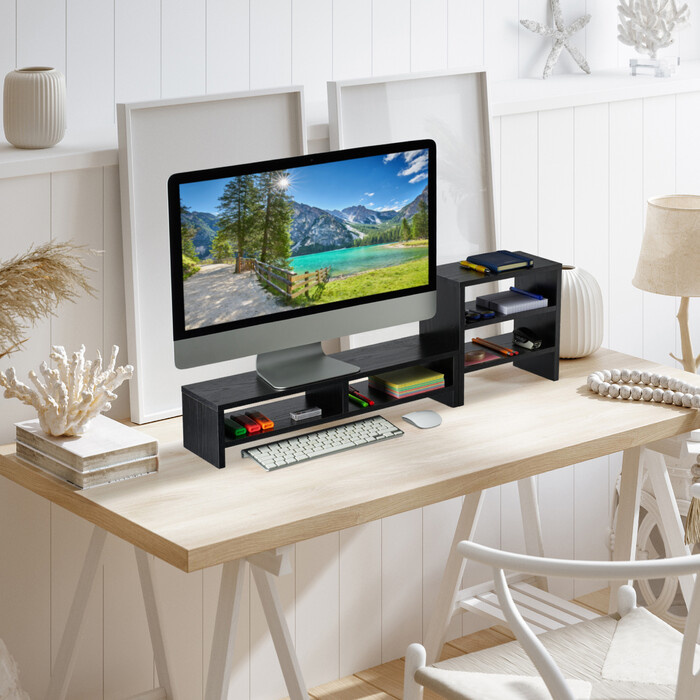 Relaxdays Monitor Stand with Shelves