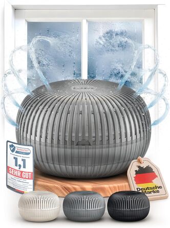 Електричний осушувач повітря Flow для кімнат до 25 м² з новою формулою. Осушувач повітря без електроенергії з гранулами 450г. Абсорбер вологи для комфортного мікроклімату (антрацит)