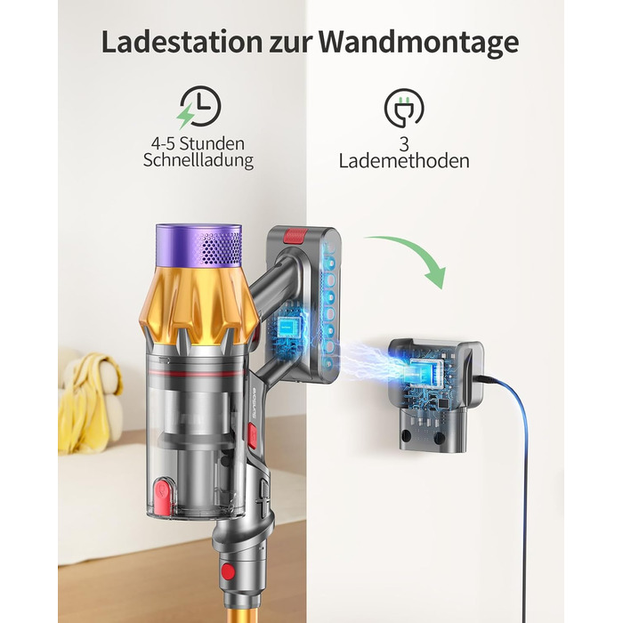 Акумуляторний пилосос SunSare 600W з дисплеєм, 50000Pa, 65хв роботи, для твердих поверхонь, килимів, шерсті тварин
