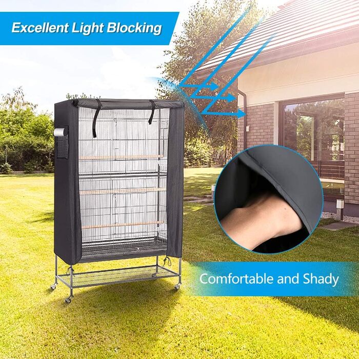 LINGSFIRE Bird Cage Cover, 97 x 60 x 130cm Waterproof Large Bird Cage Cover, Washable Parrot Cage Cover, Windproof and Dustproof Night Cover for Parrot Cage