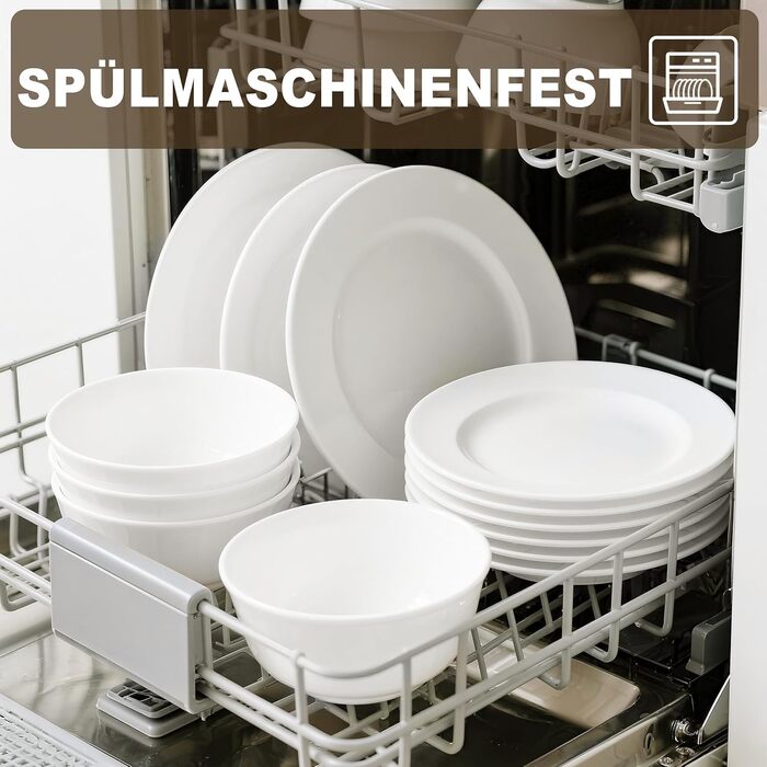 Набір посуду 12 шт. – 36 предметів, міцний, легкий, з мисками для каші 26 oz, десертними та обідніми тарілками 10,5 дюймів, придатний для миття в посудомийній машині, багаторазовий, подарунок для дому, для щоденного використання, посуд білий