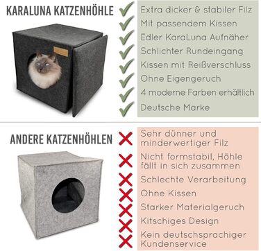 Кігтечка-будиночок для котів з фетру для полиць IKEA Kallax/Expedit, зручна лежанка-кошик, сірий колір, для 2 котів або великих котів