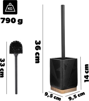 Набір для туалету KADAX: щітка для унітазу з тримачем, чорний, квадратний