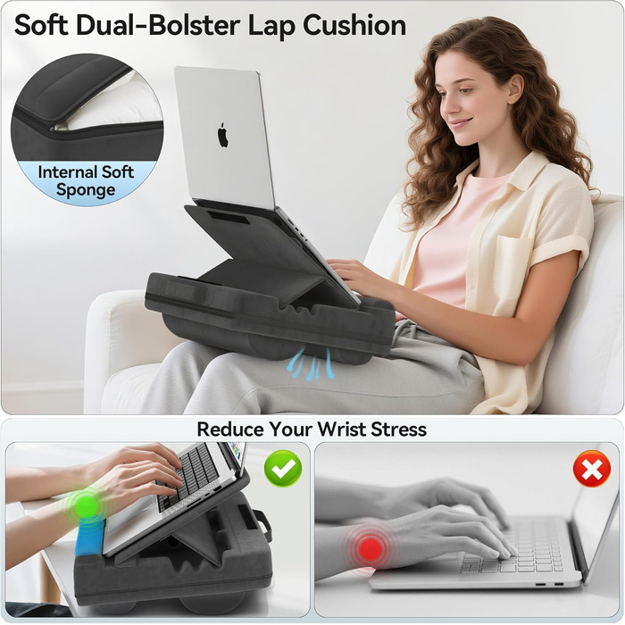 Підставка для ноутбука з регулюванням кута нахилу, подушка для ноутбука на диван, підставка для ноутбука до 16