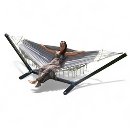 Гамак з стійкою Comfort Zone, коричневий, навантаження до 200 кг, 330 x 150 см