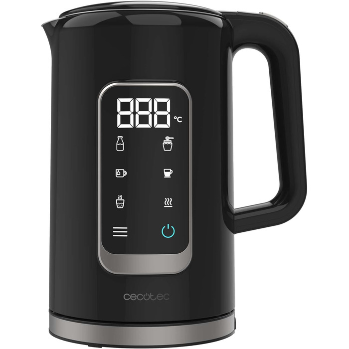 Cecotec Thermosense 500 Touch Electric Kettle - 1.7L, Stainless Steel, 5 Temperature Settings, Touchscreen, 360° Swivel Base