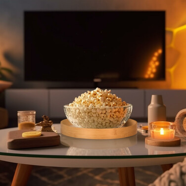 Relaxdays Round Bamboo Tray