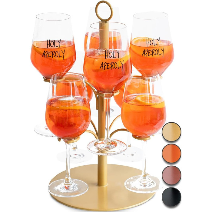 Стійка для коктейлів SpritzUpYourLife: 8 келихів, Aperol, Sarti Rosa, вечірка, подарунок (золото)