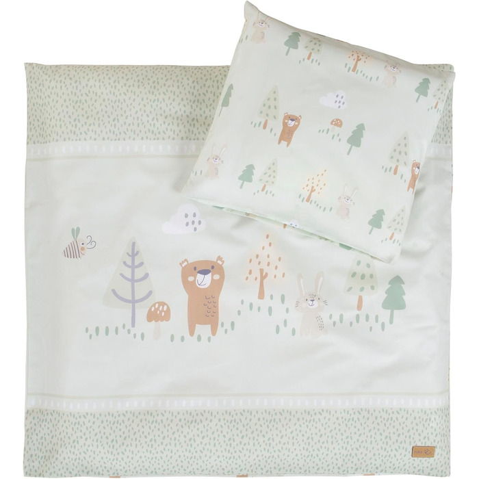 Комплект постільної білизни Roba 100 x 135 см - для дівчаток та хлопчиків - ковдра та наволочка з бавовни - зірки - білий (Woodland Buddies, ліжечко для малюків)