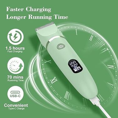 Електричний жіночий триммер для тіла 3-в-1: обличчя, ноги, зона бікіні. Вологостійкий, з LCD-дисплеєм (зелений)