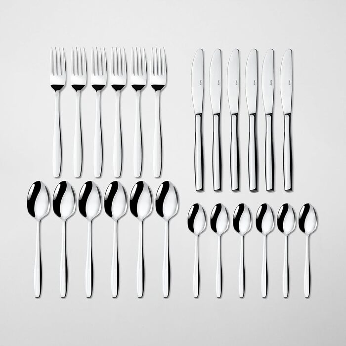 Нержавіюча сталева стололова посуд - набір 24 шт для 6 осіб. Елегантний набір для щоденного використання та особливих випадків. Стійкий до іржі.