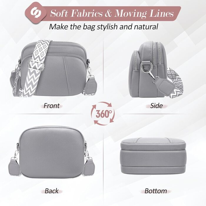 Сумка жіноча через плече кросбоді Wolkengrau зі шкіри, маленька, стильна, з широким ременем та кишенею для карт, знімний ремінець