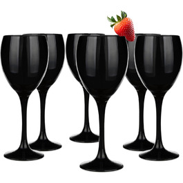 Набір келихів для вина KROSNO Glasmark 1992 (6 шт.) 300 мл - білі, червоні, десертні, коктейльні, склянка для води. Чорний колір, придатні для миття в посудомийній машині